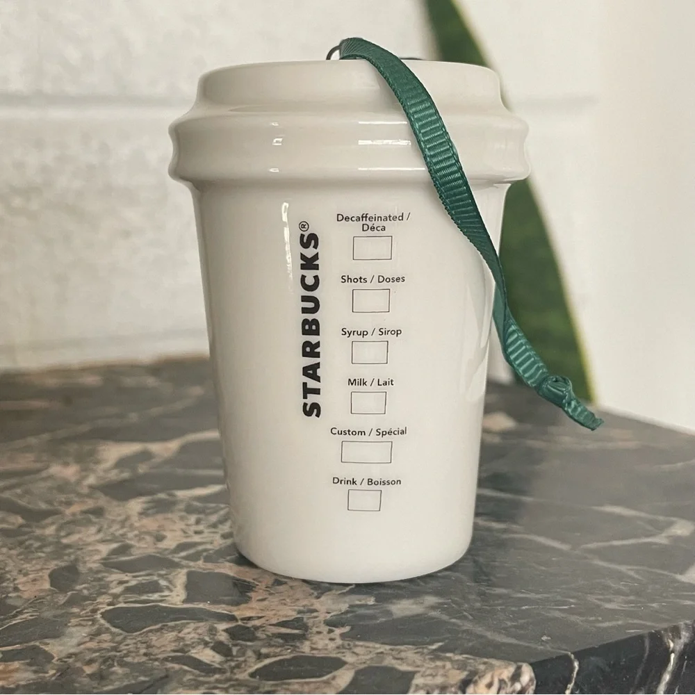 $8 SALE Starbucks 2015 Holiday Ceramic Cup Ornament Large Green Mermaid Logo